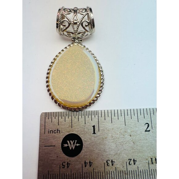 Estate Sterling Silver 925 Drusy Quartz Teardrop Pendant, 17.5g, No Chain - Picture 7 of 9